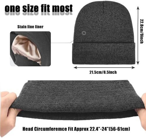 2 PCS Unisex Beanie Hats for Men Women Winter Knit Beanies Soft Slouchy Warm Cuffed Beanie Hat