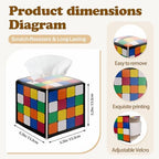 Funny Tissue Box Cover, Magic Cube Tissue Box Cover PU Leather Square, Decorative Facial Paper Organizer for Bathroom, Vanity, Home Office Car Decorations