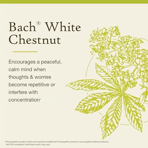 Bach Original Flower Remedies, White Chestnut (Non-Alcohol Formula) - Calm The Mind - Natural Homeopathic Flower Essence for Emotional Balance - Vegan, Gluten Free, Sugar Free - 10mL Dropper