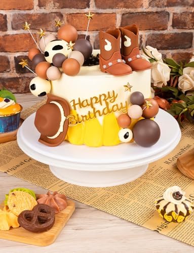 PCTCSHQ21Pcs Cowboy Cake Topper Cowboy Hat Boot Balls Cake Decorations Western Theme Birthday Baby Shower Party Decoration