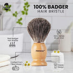 Perfecto 100% Original Pure Badger Shaving Brush, Engineered for The Best Fathers Day Gift. All Methods, Safety Razor, Double Edge Razor, Straight Razor, Shaving Razor, Gift for Dad Badger Brush.