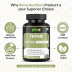 Thyme Herbal Supplement Vegetarian Capsules (Thymus Vulgaris) Dried Leaf (120 Capsules) 1000mg Per Serving