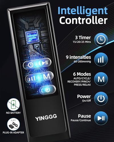 YINGGG Air Leg Massager with Compression: Professional Full Compression Boots with Adjustable 9 Intensities, Leg Massager for Circulation and Fatigue Relief for Post-Workout(Large)