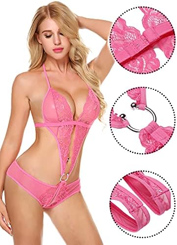 Avidlove Women Deep V Lingerie Lace Teddy One Piece Babydoll Mini Bodysuit