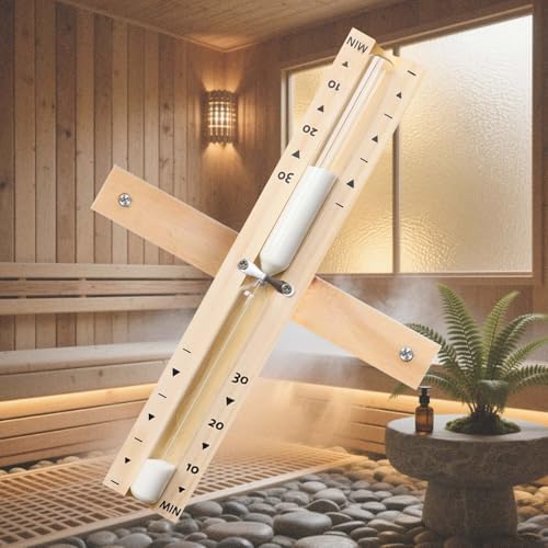 30 Minute Sauna Sand Timer, Rotating Wooden Sauna Hourglass with White Sand, Heat Resistant Hour Glass Timer for Sauna SPA Room
