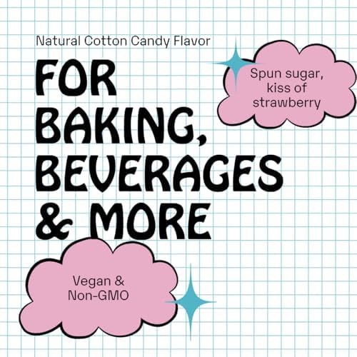 Supernatural Cotton Candy Flavor Drops - Vegan, Non-GMO Natural Flavoring, Unsweetened, Zero Calorie. Spun Sugar Taste For Food Crafts, Desserts, Candy, Water, Kids Smoothies, and More. 30ml 1oz