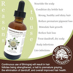 Best Nature's Bhringraj Oil – Pure Indian Eclipta Alba Oil for Hair Growth, Dandruff & Early Graying – Natural Scalp Cleanser – Hello Luminous, Shiny Hair – 2 fl oz