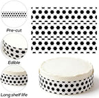 3pcs Soccer Theme Edible Cake Borders Strips, Football Print Pre-Cut Glutinous Rice Paper Birthday Cake Decorations for Soccer Theme Birthday Party Decor Supplies