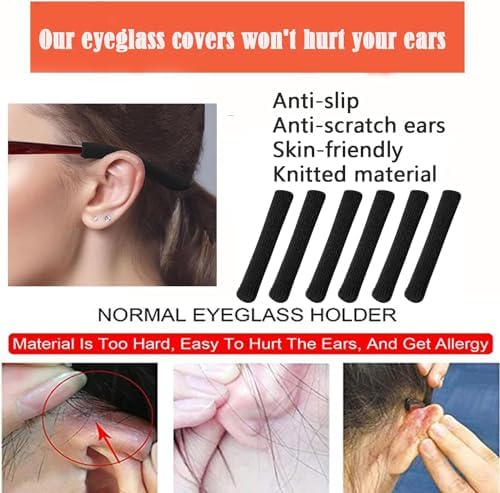 UpinFun Glasses Ear Cushion, Eyeglasses Temple Tips Sleeve Protectors, Eyeglass Ears Behind Guards Ends Arm Covers