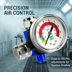 LE LEMATEC Air Compressor Regulator & Flow Control Valve with Pressure Gauge - for Pneumatic Tools, Spray Painting, Tire Inflation, 1/4 NPT, 0-150 PSI