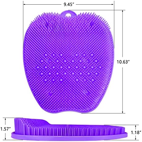 AXLOFO® Shower Foot Scrubber Mat, XL Larger Size Foot Massager Mat with Non-Slip Suction Cups - Cleans, Exfoliationl, Massages Your Feet Without Bending, Foot Circulation & Relieve Tired Feet (purple)