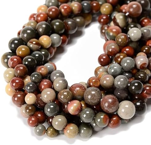 8mm 95pcs Natural Polychrome Jasper Ocean Jasper Smooth Round Genuine Real Stone Gemstone DIY Beads for Jewelry Making