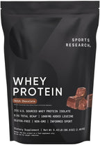 Sports Research Whey Protein Isolate - Sports Nutrition Protein Powder 25g per Serving - 5lb Bag Whey Protein - Dutch Chocolate Bulk Protein Powder, 60 Servings