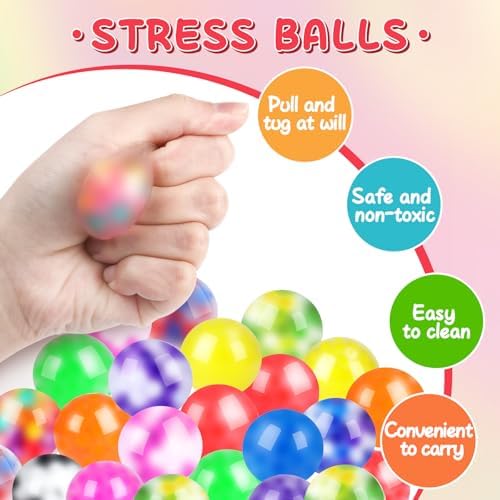 BESNEL 80 Pack Stress Balls for Adults, Bulk Squishy Ball, Stress Balls Set, Anti-Anxiety Easter Stress Relief Fidget Balls