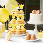 36 Pcs Chick Cupcake Toppers - Yellow Little Chicken Birthday Cake Decorations for Boys Girls, Double Sided Farm Animals Farmhouse Barnyard Theme Party Supplies