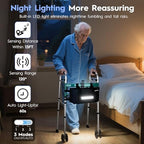 Folding Dual-Wheel Walker for Seniors with Motion Sensor Night Light & Storage Bag, Lightweight Adjustable Aluminum Walker for Elderly and Disabled, Compact Design for Small Spaces, Supports 350 lbs