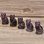 Justinstones Carved Natural Amethyst Cat Guardian Statue Home Decor Reiki Chakra Healing Crystal Desk Gemstone Decoration Stone Crafts Gemstone Collectible Gift