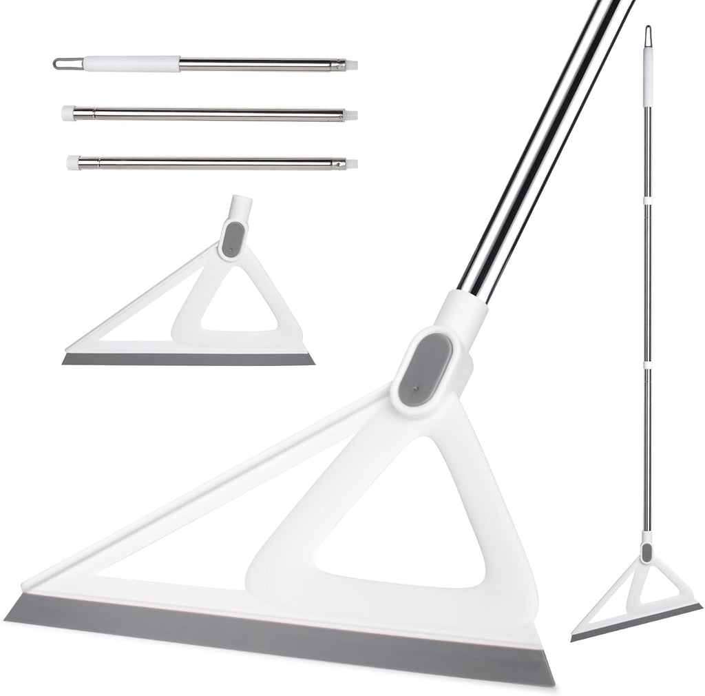 Multifunction Silicone Broom，Squeegee Broom Sweeping Water and Pet Hair，Rubber Broom Sweeper for Floor Bathroom Kitchen Shower，Rugs，Glass Windows（White）