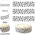 3pcs Puppy Paw Print Edible Cake Border Strips, 28x6.2cm/11x2.44in Pre-cut Glutinous Edible Wrap Rice Paper Decorations for Dog Birthday Cakes Puppy Treats & Desserts