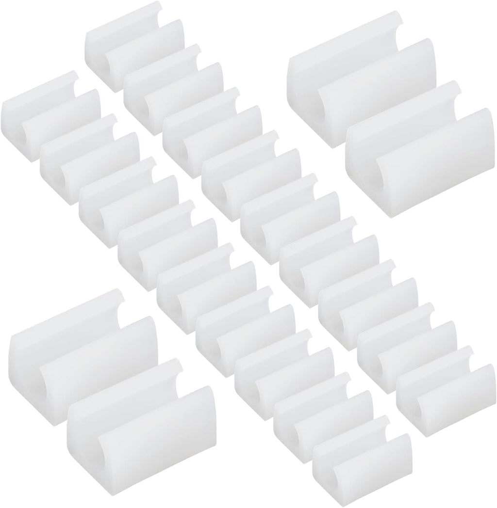 24pcs 14mm Rectangle Chair Leg Covers, Non-Slip Chair Rail Protectors, Plastic Furniture Feet Guards, Stool Leg Sled Floor Protectors Leg Tips Caps (White)