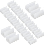 24pcs 14mm Rectangle Chair Leg Covers, Non-Slip Chair Rail Protectors, Plastic Furniture Feet Guards, Stool Leg Sled Floor Protectors Leg Tips Caps (White)