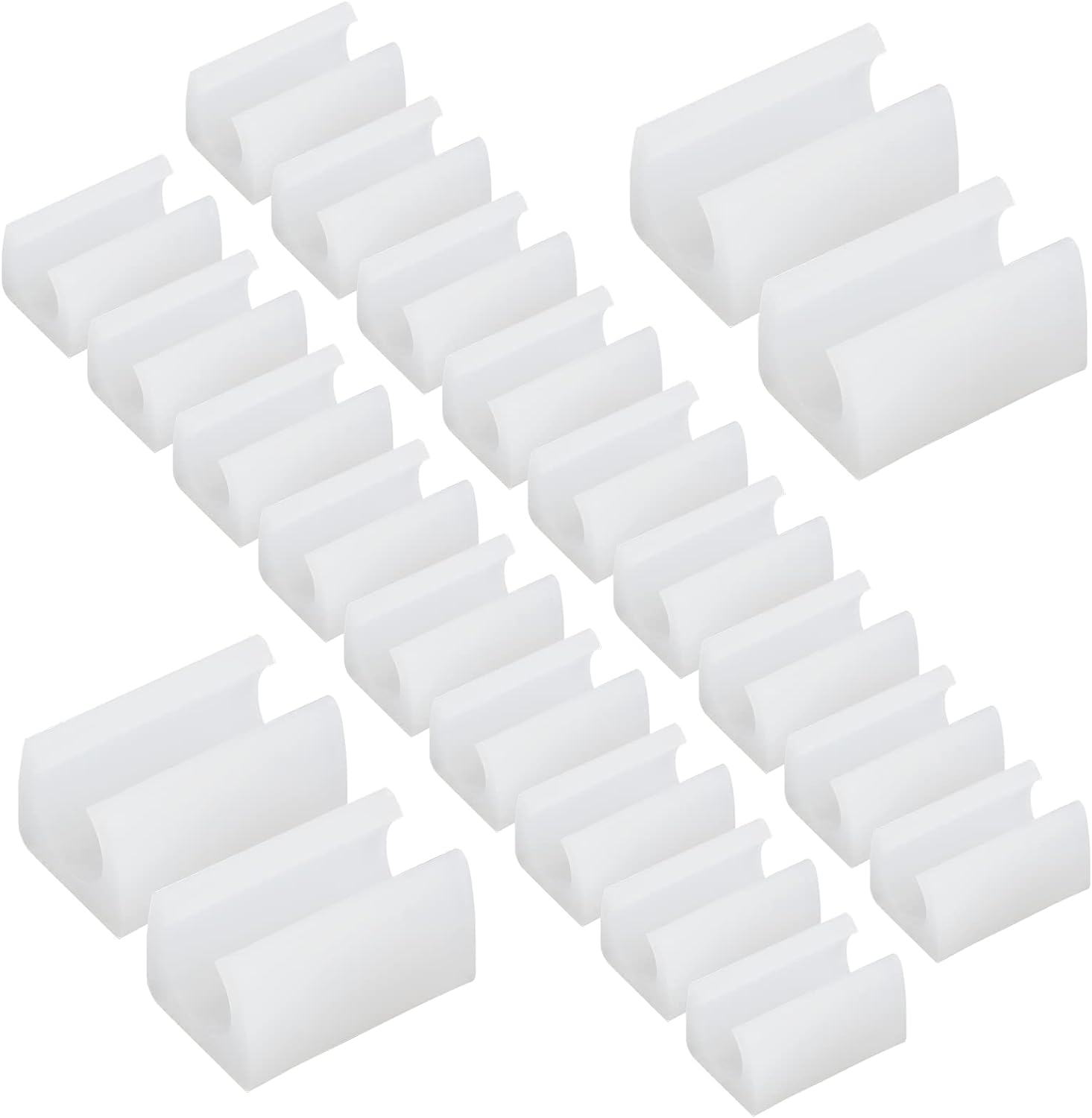 24pcs 14mm Rectangle Chair Leg Covers, Non-Slip Chair Rail Protectors, Plastic Furniture Feet Guards, Stool Leg Sled Floor Protectors Leg Tips Caps (White)