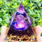 Moonstone Crystal Orgone Pyramid Ogan Crystal Energy Tower, Nature Reiki Chakra Crushed Stone Jewelry, Crystal Pyramid for Home Decor (Crystal Pyramid-48)