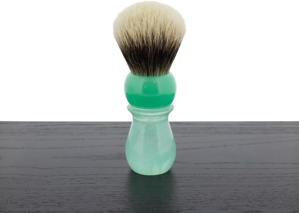 Yaqi Two Band Silvertip Shaving Brush, Mountain Lake Handle, 24mm