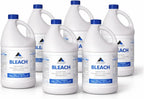 Liquid Chlorine Bleach Gallon – 6Pcs 1 Gallon Jug Bleach for Laundry, Household Cleaning, Commercial Use - Highly Concentrated Formula Bathroom Cleaner Ideal for Kitchen Surfaces, Tiles, Floors