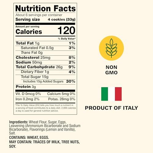 Bellino Savoiardi Lady Fingers Biscuits - Authentic Italian Cookies for Tiramisu Cake, Pastry & Bakery Desserts, Coffee Biscuits & Italian Snacks - Non-GMO - 7 Ounce