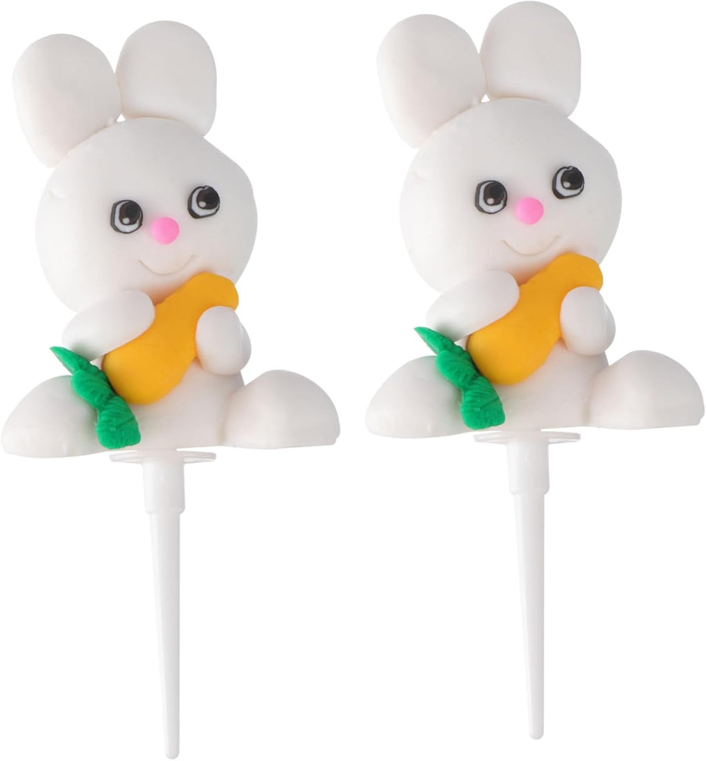 Unomor 2Pcs Carrot Bunny Cake Toppers Cute Cake Decorations for Birthday Parties Cake Ornaments for Cupcake and Cake Decorating Add Fun to Your Celebration
