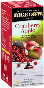 Bigelow Cranberry Apple Herbal Tea Bags 28-Count Box (Pack of 1) Cranberry Apple Hibiscus Flavored Herbal Tea Bags All Natural Non-GMO