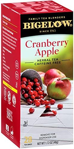 Bigelow Cranberry Apple Herbal Tea Bags 28-Count Box (Pack of 1) Cranberry Apple Hibiscus Flavored Herbal Tea Bags All Natural Non-GMO