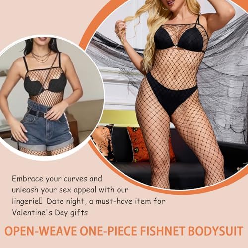 Women Lingerie Fishnet Bodysuit Sparkle Rhinestone Sexy Mesh Teddy Lingerie One Size