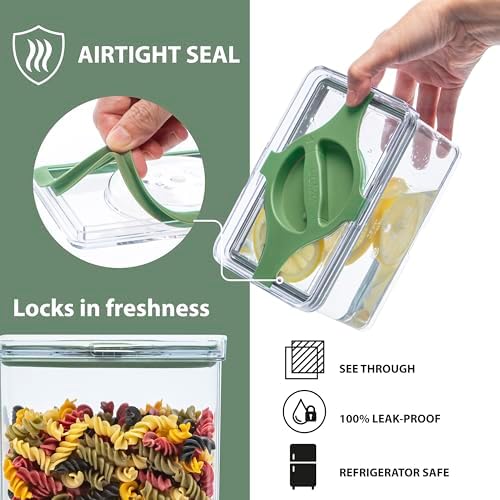 5-Piece SAN Airtight Pantry Storage Container Set, Leakproof Twist-Lock Lids, BPA-Free Stackable Canisters for Sugar, Flour, Pasta, Cereal & Snacks (0.8qt, 1.9qt ×2, 3qt, 4qt)