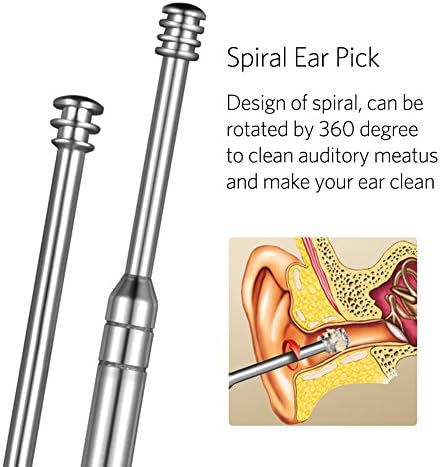 8 Pcs Ear Pick Earwax Removal Kit, Geengle Ear Cleansing Tool Set, Ear Curette Ear Wax Remover Tool with a Cleaning Brush and Storage Box