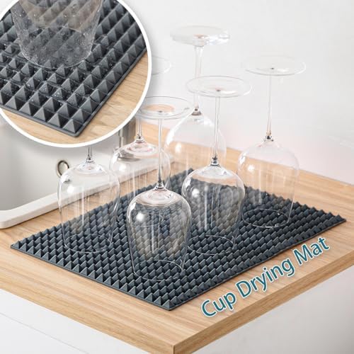 Colinda Silicone Dish and Cup Drying Mat - Extra Large Trivet for Hot Dishes, Large Size Hot Pots and Pads Coming Directly Out from the Stove or Oven,Drain Board,16" x 11.5",Navy Blue