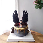 5 Pcs Cute Angel Feather Wing Flag Cake Toppers For Anniversary Baby Shower Decoration Wedding Party Supplies (Black)