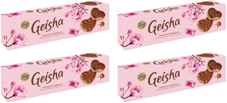Fazer Geisha biscuits with hazelnut cream Chocolate 4 Boxes of 100g 14oz
