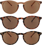 Reader Sunglasses Women, Small Round Prescription Reading Sunglasses with Readers with Spring Hinge