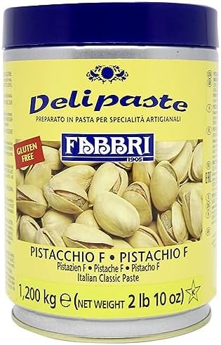 Fabbri Delipaste Pistachio Fine, Flavoring Compound for Gelato, Ice Cream, Soft Serve, Pastry and Confectionary - 1 Tin of 2.6 lb