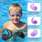 Waterproof Ear Plugs for Swimming Kids - 4 Pairs Reusable Silicone Swimming Ear Plugs for Children Ages 4-14, Keep Ear Water Out, Surfing, Bathing, Water Sports