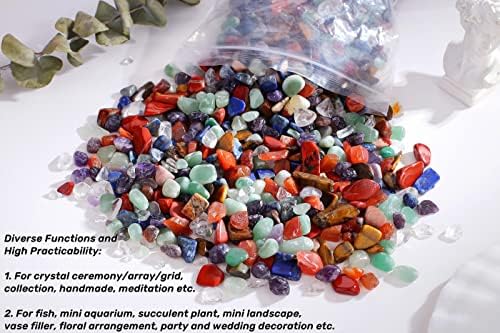 7 Chakra Mixed Crystal Polished Aquarium Gravel Stones Tumbled Stone Rocks Colorful Crushed Reiki Healing Crystals Quartz Home Betta Fish Tank Succulent Vase Filler Landscape Bottom Ornament 0.55lbs