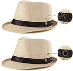 LADYBRO Straw Trilby Fedora Hat for Men 1920s Short Brim Wool Felt Panama Cap 7 1/4