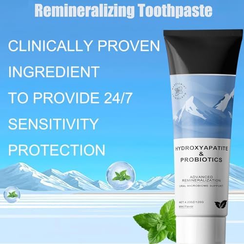 Remineralizing Toothpaste，Hydroxi Fluoride Free Nano Hydroxyapatite Toothpaste for Remineralizing Enamel & Sensitive Relief, SLS-Free, Natural Peppermint, 4.23oz(1pcs)