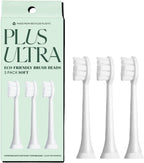 PLUS ULTRA Sonic Electric Toothbrush Replacement Heads 3 Pack – Compatible Click-On Brush Heads – Soft Bristles for Sensitive Teeth – Made with Recycled Plastic – Eco-Friendly