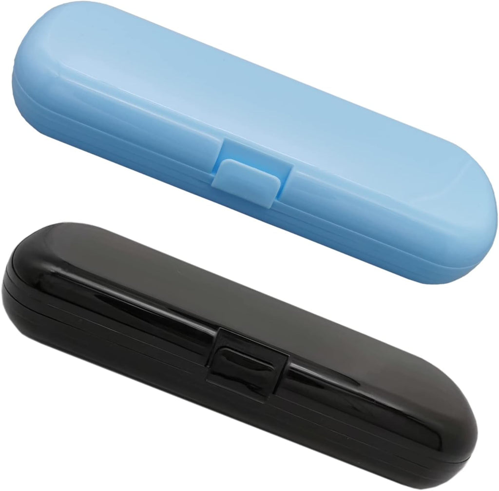 Hovesty 2 Pcs Electric Toothbrush Travel Case, Portable Travel Toothbrush Holder for Electric Toothbrush Set (Blue and Black)