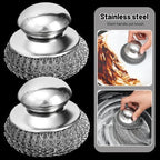 Stainless Steel Kitchen Pot Brush with Short Handle Wire Ball Cleaning Tools Home Kitchen Dish Washing Accessories (1PCS)