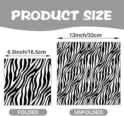 40Pcs Zebra Print Party Napkins - Jungle Animals Themed Disposable Paper Napkins for Zebra Birthday Parties, Safari Animal Celebrations, Baby Baptisms, Birthday Gatherings & More