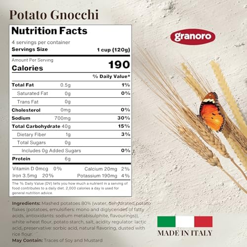 Granoro Italian Potato Gnocchi Pasta, Soft Traditional Potato Dumplings, Authentic Italian Gnocchi for Pasta Dishes, Product of Italy, 17.6 oz (500g) (Pack of 3)